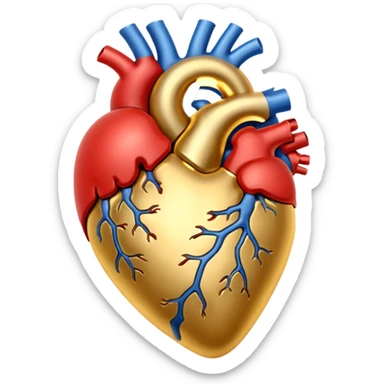 Anatomical heart golden colour only  sticker