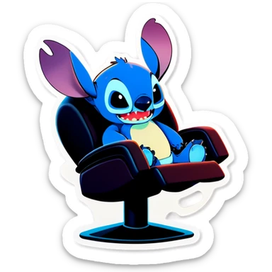 Stitch stand in a massage chair sticker