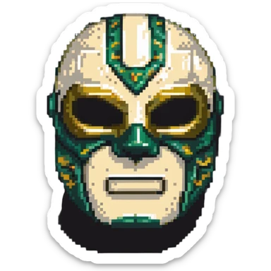 luchador mask with Milwaukee Bucks basketball colors forest green and cream sticker