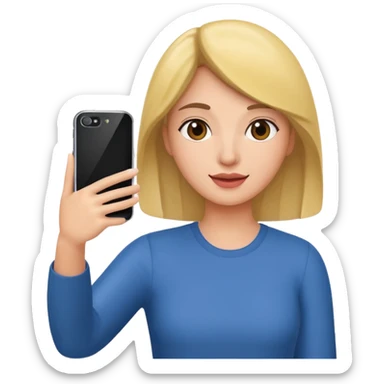  woman holding her phone having selfie sticker
