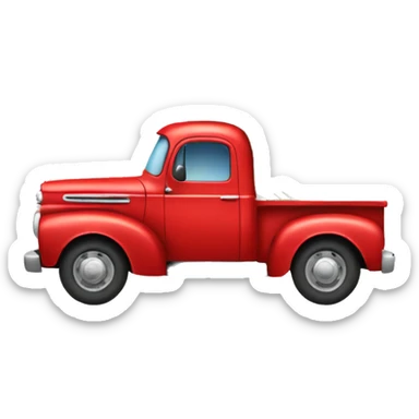 Old red truck carrying a pine tree sticker