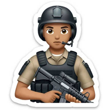 A SWAT officer with an M16 sticker