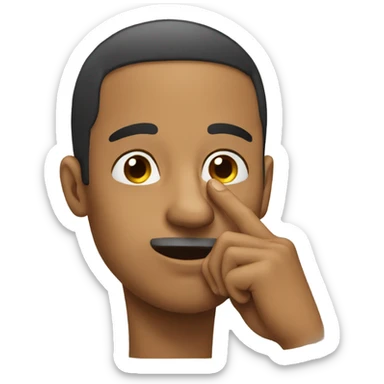 Guy touching nose sticker