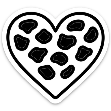 Add warm leopard print colors to the heart with tan and brown spots, keeping the icon style and transparent background. sticker