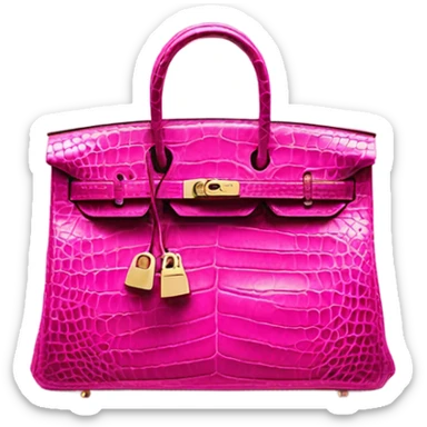 Hot pink crocodile skin Hermes birkin bag sticker