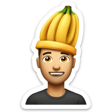 A GUY THAT HAS A BNANA PIL ON HIS HEAD NO BERED AND HES ORENGE sticker