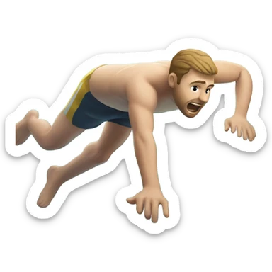 An emoji of a fair-skinned man diving headfirst into a pool. sticker