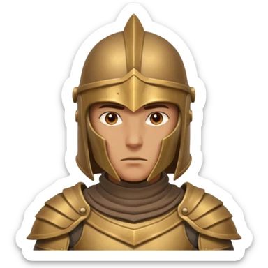 armored desert guardian portrait, head and shoulders only, bronze helmet, desert cape collar, battle-worn armor, strong expression, 3D cartoon, mobile game icon style, clean background, no text, no watermark
 sticker