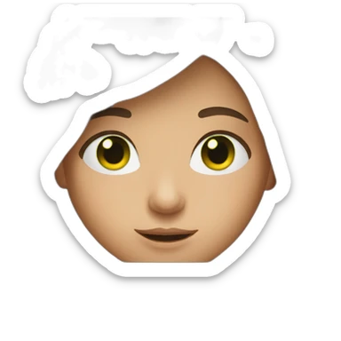 Girl with long brown hair green eyes and laptop sticker