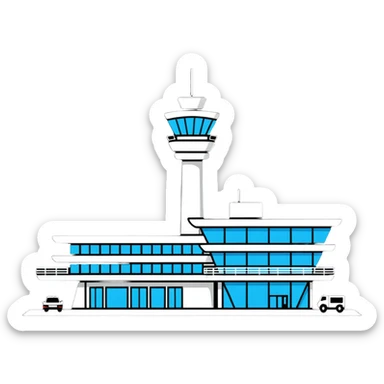 modern airport terminal with control tower sticker