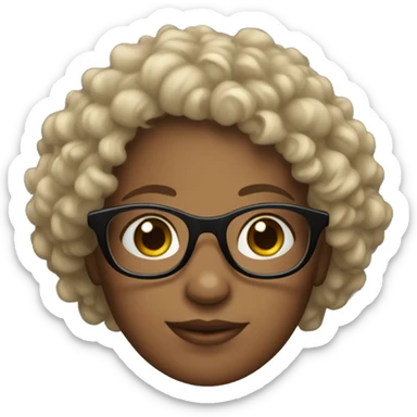 Brunnet curly girl with glasses sticker