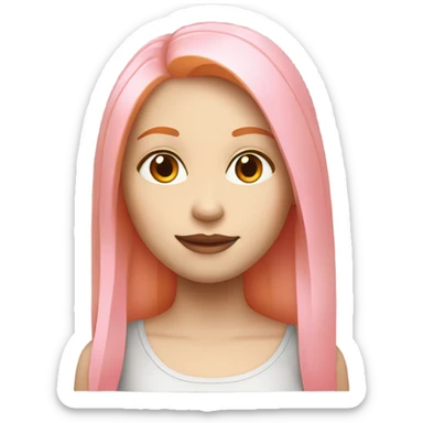 A girl has white skin, orange and straight hair. Also her lips are pink.  sticker