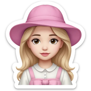 sabrina carpenter wearing Pink Hat, white dress sticker