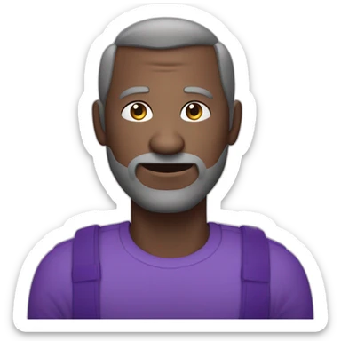 Un homme tout en violet qui tien une grosse pierre dans ses 2 mains sticker