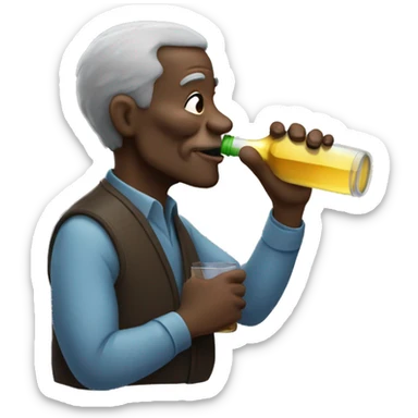 Black old man drinking from a bottle  sticker