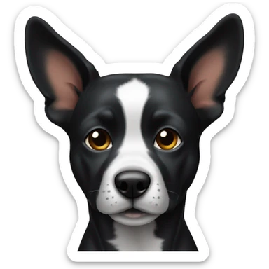 Perro negro del todo con una oreja parada  sticker