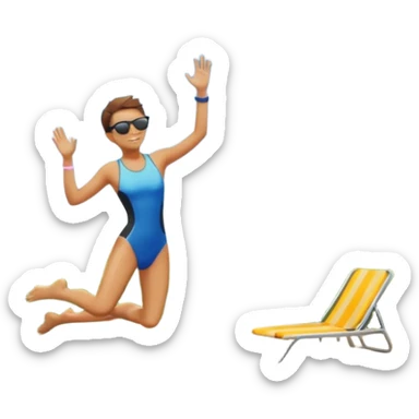 outdoor pool with diving board, simple and cheerful sticker