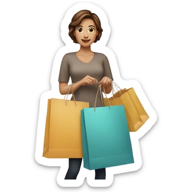 Pretty woman with short brown hair shopping sticker