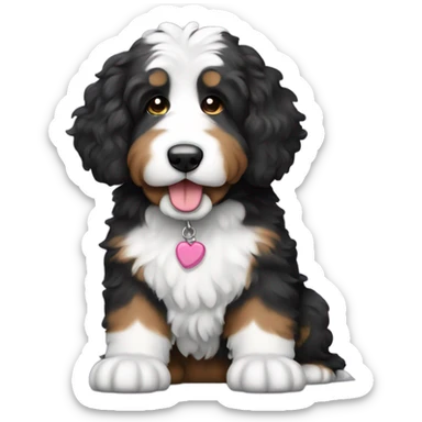 bernedoodle with computer sticker