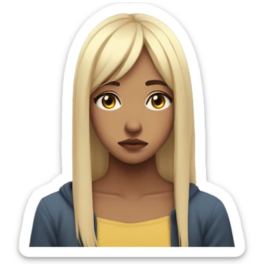 anime girl sad side profile, mini skit sticker