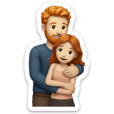 Ginger man hugging a brunette girl sticker