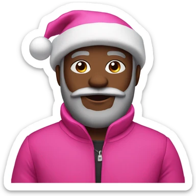 Black Santa with pink hat and puffer coat sticker