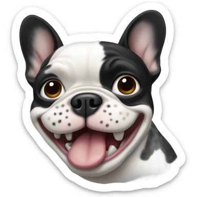 Black and white pied French Bulldog saying Cram sticker