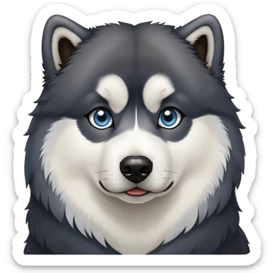 Black Alaskan Malamute dog with heterochromia, one brown eye and one light blue eye sticker