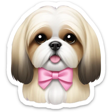 shih tzu cream colored with pink bow on ear sticker