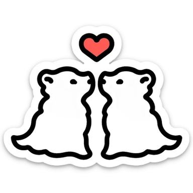 couple of white wolves in love sticker