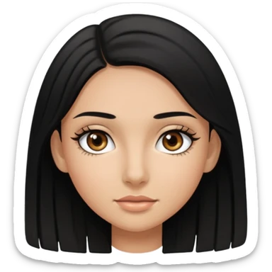 Lightly tan girl with black hair and long eyelashes  sticker