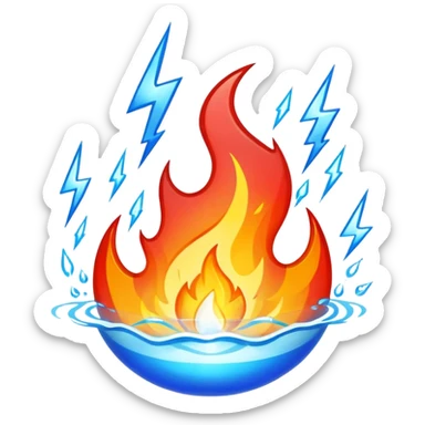 Fire water, and lightning in the middle sticker