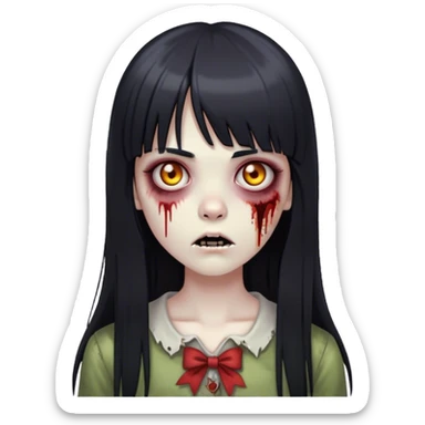 zumbie girl with black long straight hair with bangs (like this 🧟‍♀️) sticker