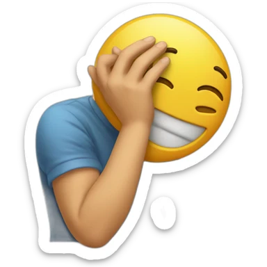 Emoji giggling while covering eyes sticker