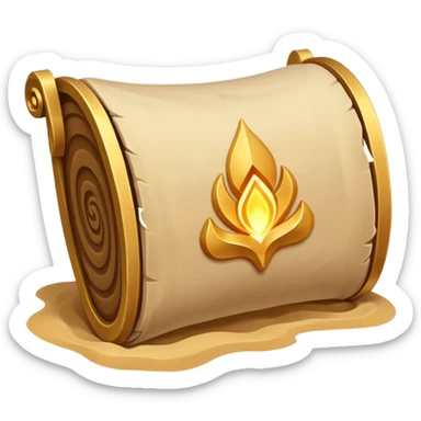 desert magic scroll object icon, ancient parchment with glowing sand symbols, sand dust floating, fantasy desert artifact, 3D cartoon, mobile game icon style, centered, clean background, no text, no watermark
 sticker