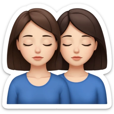two brunetts breathing like doing yoga or meditating sticker