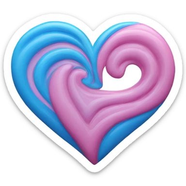 Blue and pink swirl coloured heart sticker