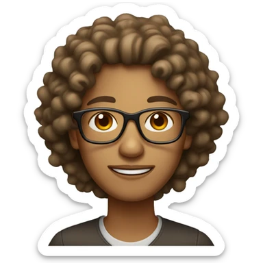 Light brown psychologist with curly hair and with dark and light brown glasses  sticker