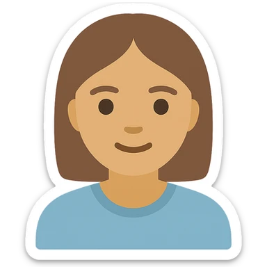 icon of a woman named Megan, flat color style, soft features, approachable look, for user profile sticker