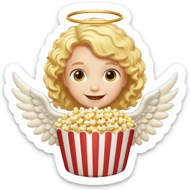 popcorn , with smily face angel sticker