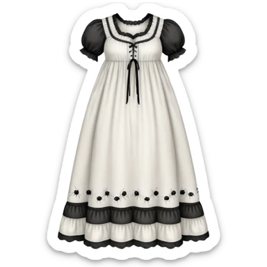 White victorian nightgown with black bugs crawling around pattern sticker