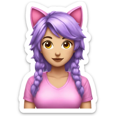 a gamer girl with cat ears loving sticker