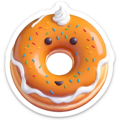 a donut with white creme leaking out, tired face, 3D emoji style sticker