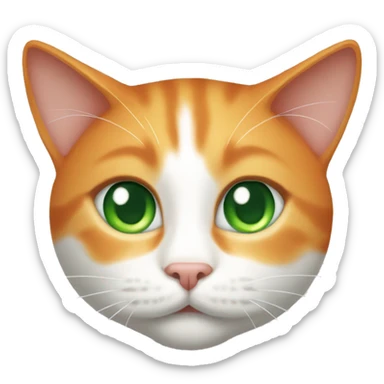 Orange and white cat with green eyes sticker