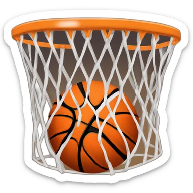 basketball in a basketball basket sticker
