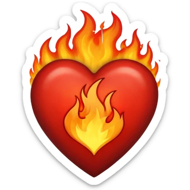 Black and red heart on fire sticker