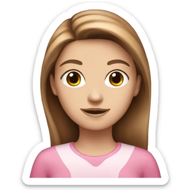 white girl with -brown-hair-with-a-pink wear sticker