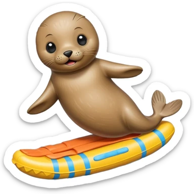 A cute seal pup with floaties on both flippers, kicking excitedly near lane markers. sticker