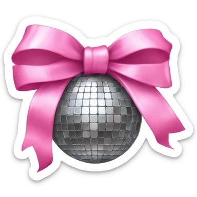 Disco ball with a pink bow  ￼ sticker