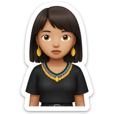 Philippino girl in black fringed shirt, with hand on hip sticker